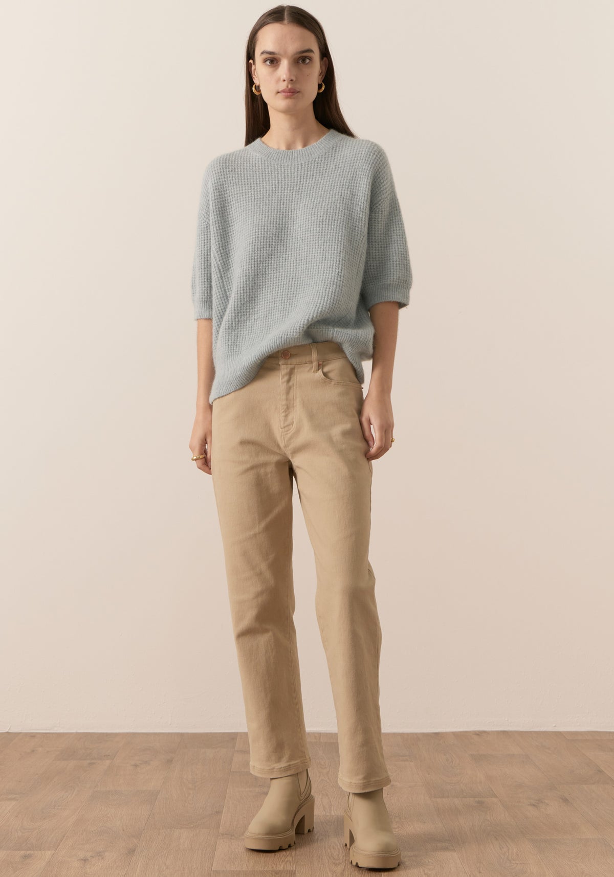Harper Straight Leg Crop Jean Pebble