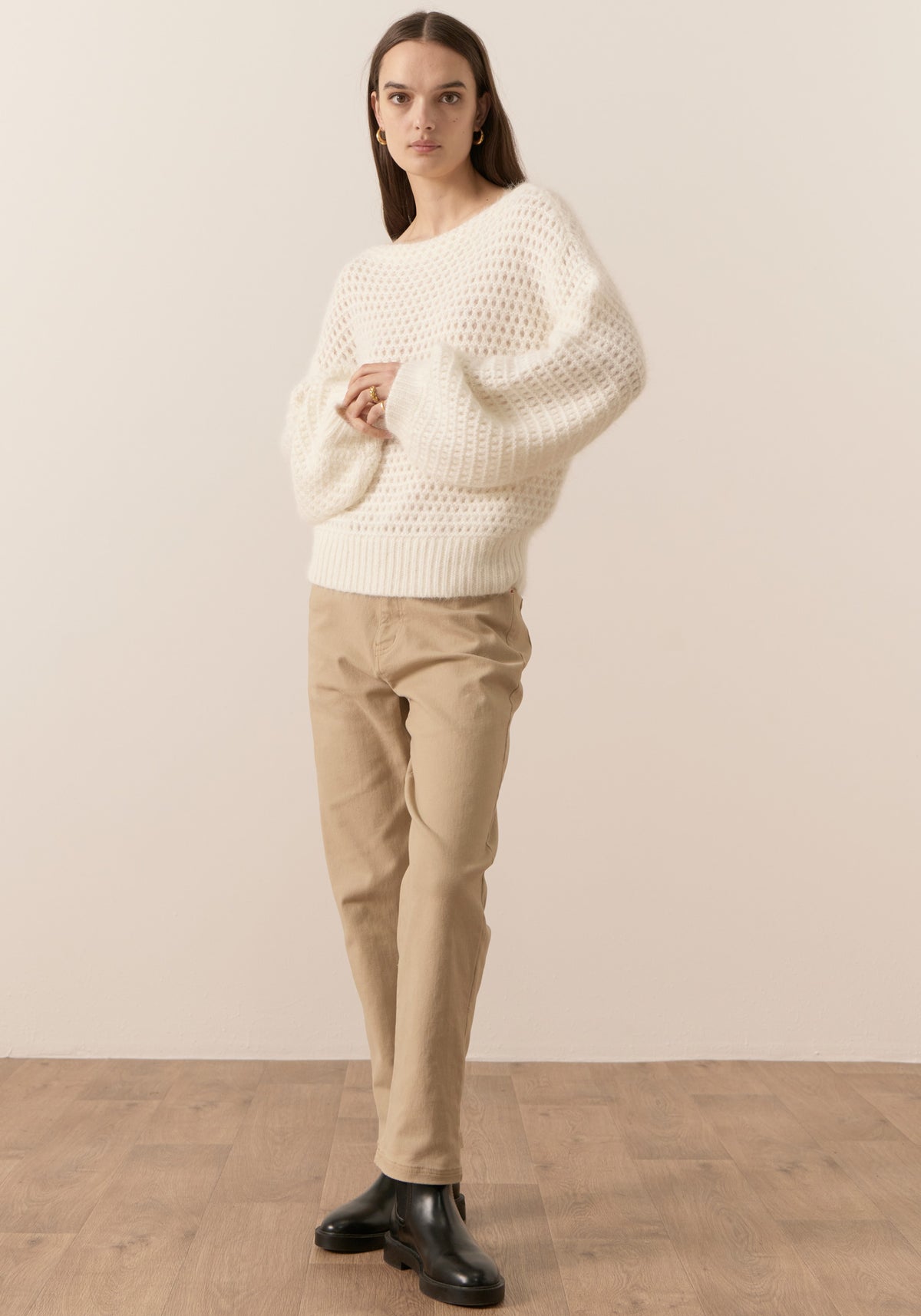 Harper Straight Leg Crop Jean Pebble