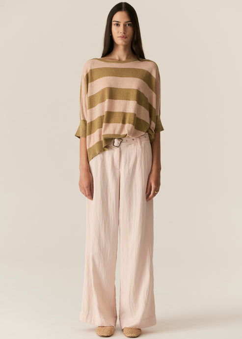 Milton Stripe Knit Khaki/Pink