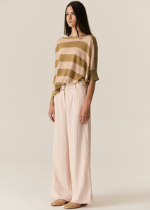 Milton Stripe Knit Khaki/Pink
