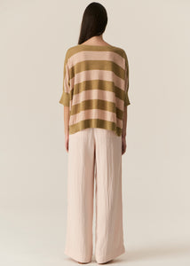 Milton Stripe Knit Khaki/Pink