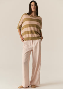 Milton Stripe Knit Khaki/Pink