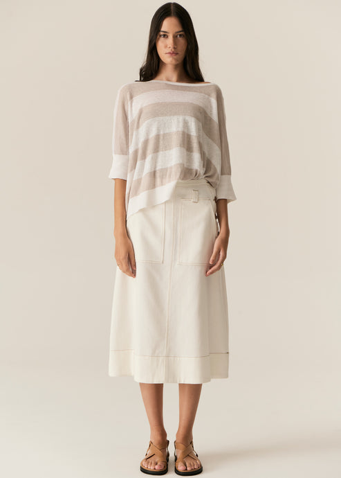 Milton Stripe Knit White/Pebble