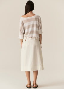 Milton Stripe Knit White/Pebble
