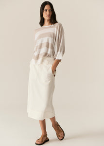Milton Stripe Knit White/Pebble