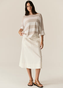 Milton Stripe Knit White/Pebble