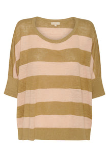 Milton Stripe Knit Khaki/Pink