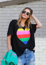 Load image into Gallery viewer, Rainbow Heart Tee - Black