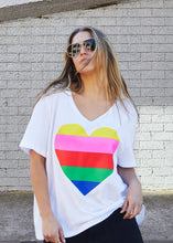 Load image into Gallery viewer, Rainbow Heart Tee - White