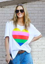 Load image into Gallery viewer, Rainbow Heart Tee - White