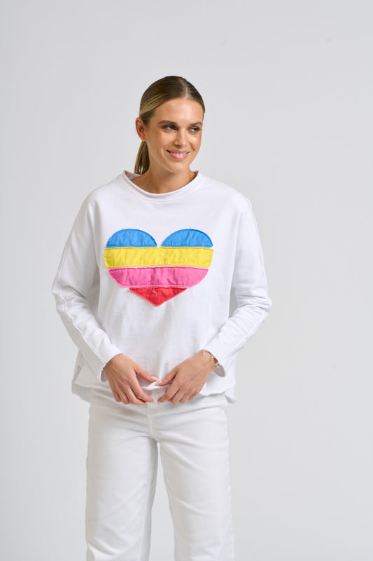Amore Raw Sweatshirt - White / Heart
