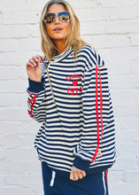 Load image into Gallery viewer, Retro Stripe 1/2 Zip Navy