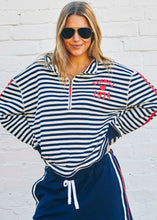 Load image into Gallery viewer, Retro Stripe 1/2 Zip Navy