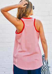 Retro Stripe Tank Red