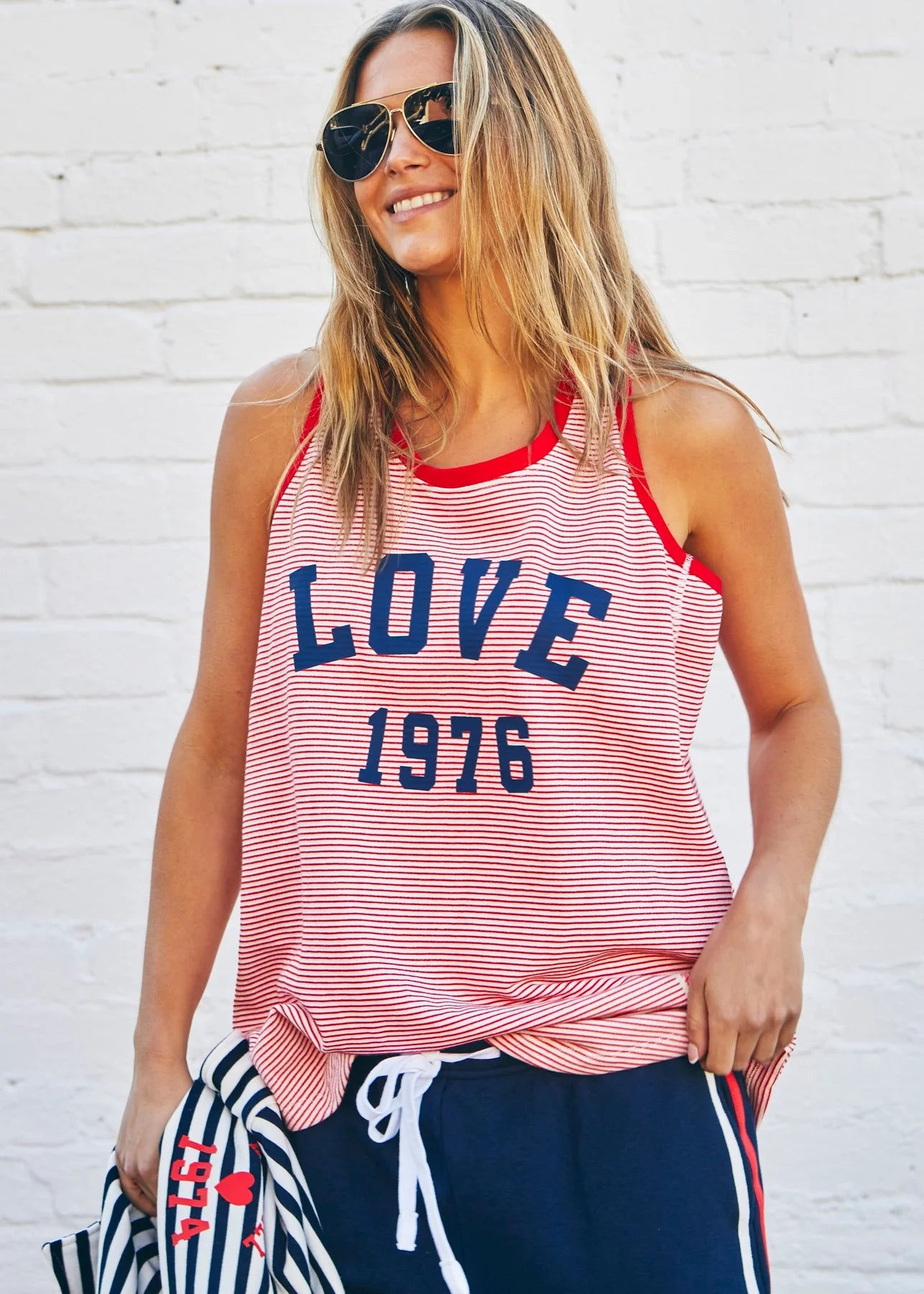 Retro Stripe Tank Red