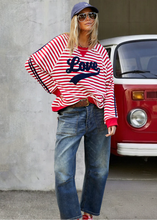 Load image into Gallery viewer, Retro Love Stripe Sweat Red/White