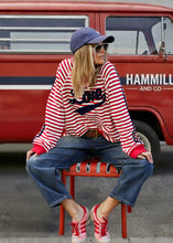 Load image into Gallery viewer, Retro Love Stripe Sweat Red/White