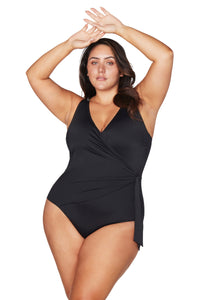 Hues Hayes D / DD Cup Underwire One Piece Swimsuit - Black