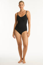 Load image into Gallery viewer, Scalloped Dd/E Bralette One Piece Black