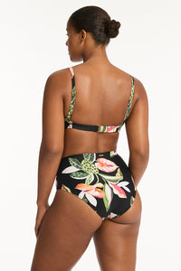 Sundown  High Waist Gathered Side Pant Black