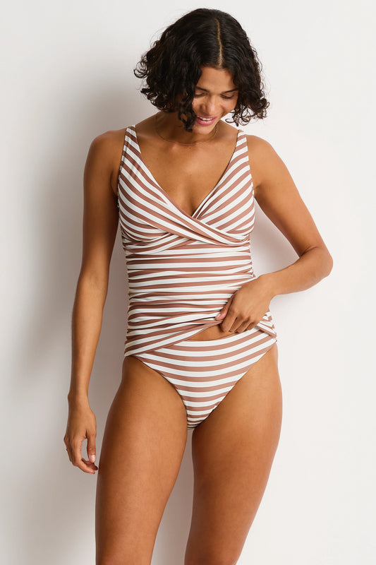 Amour Cross Front Multifit Singlet Top Tan