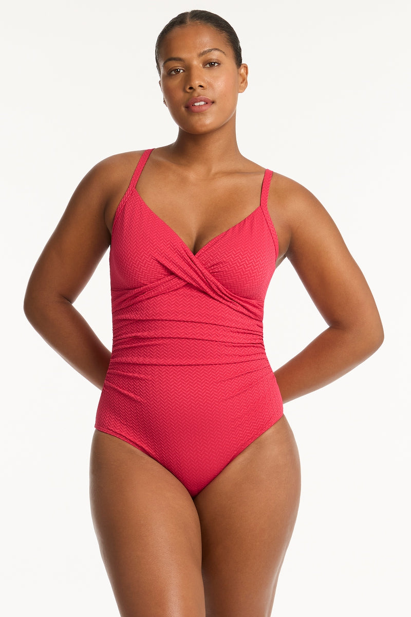 Nouveau Twist Front Dd/E Cup One Piece Raspberry