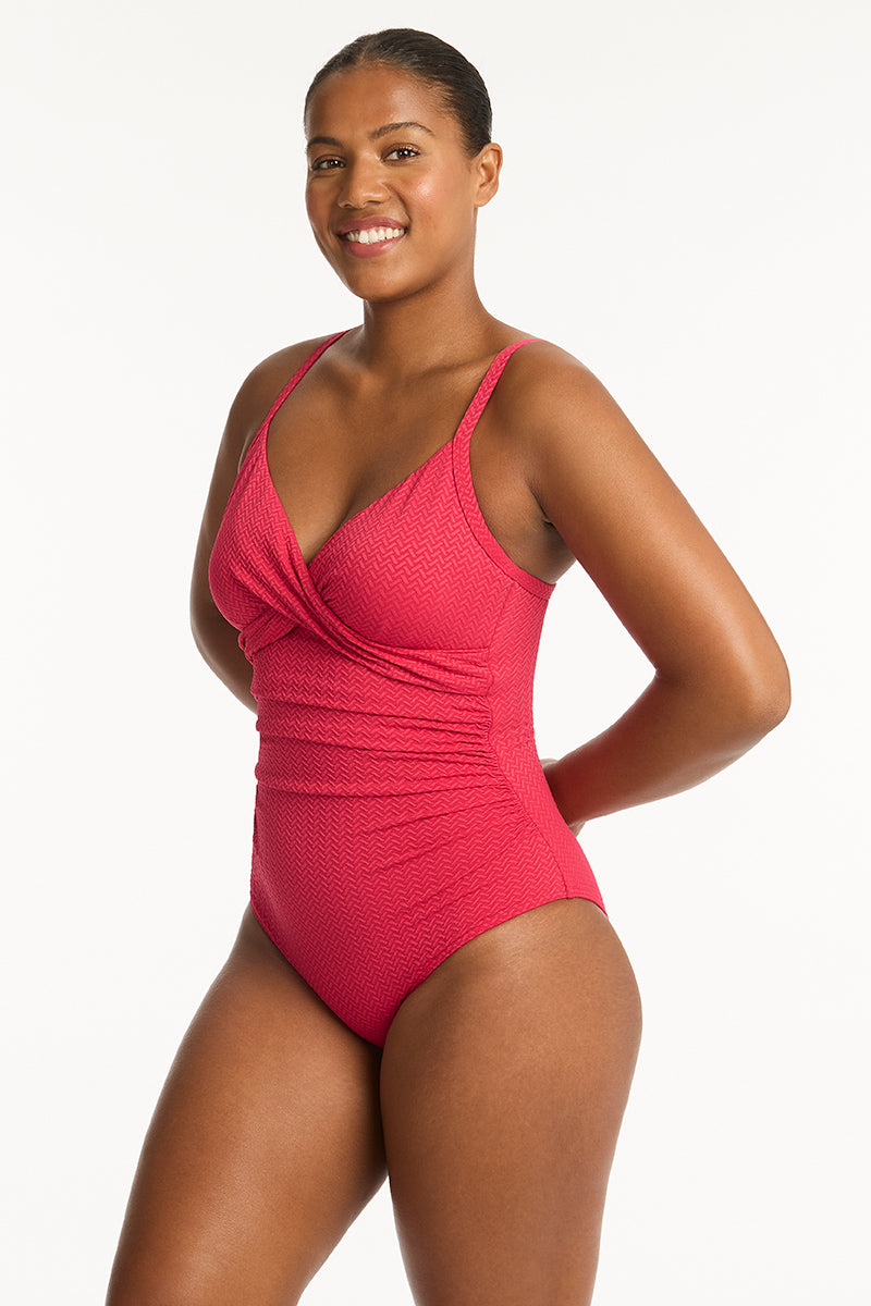 Nouveau Twist Front Dd/E Cup One Piece Raspberry