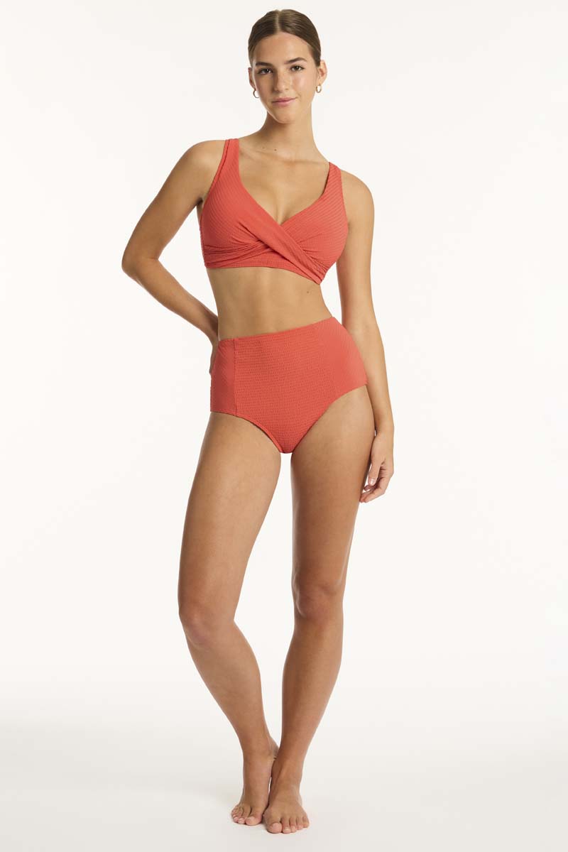 Messina Panelled High Waist Pant - Flame