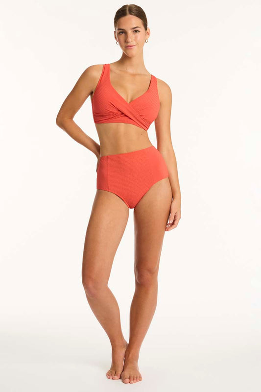 Messina Panelled High Waist Pant - Flame