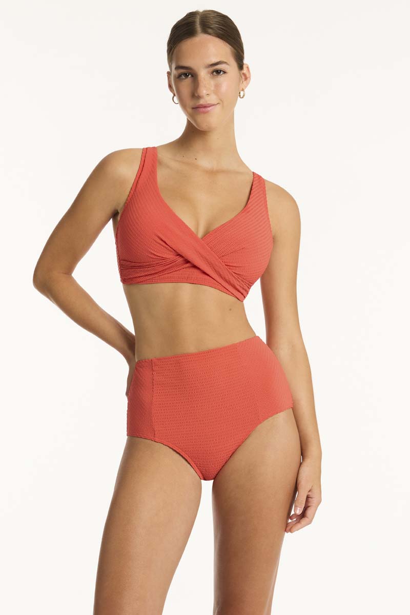 Messina Panelled High Waist Pant - Flame