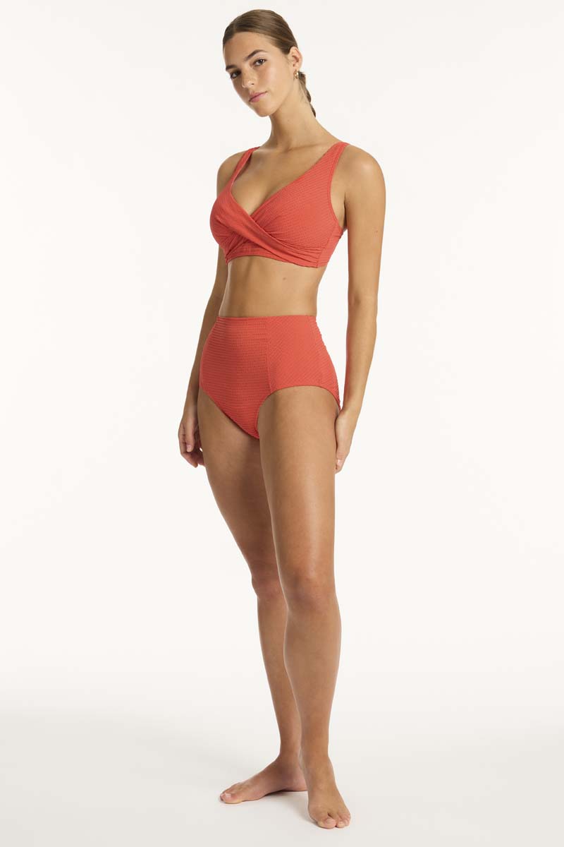 Messina Panelled High Waist Pant - Flame