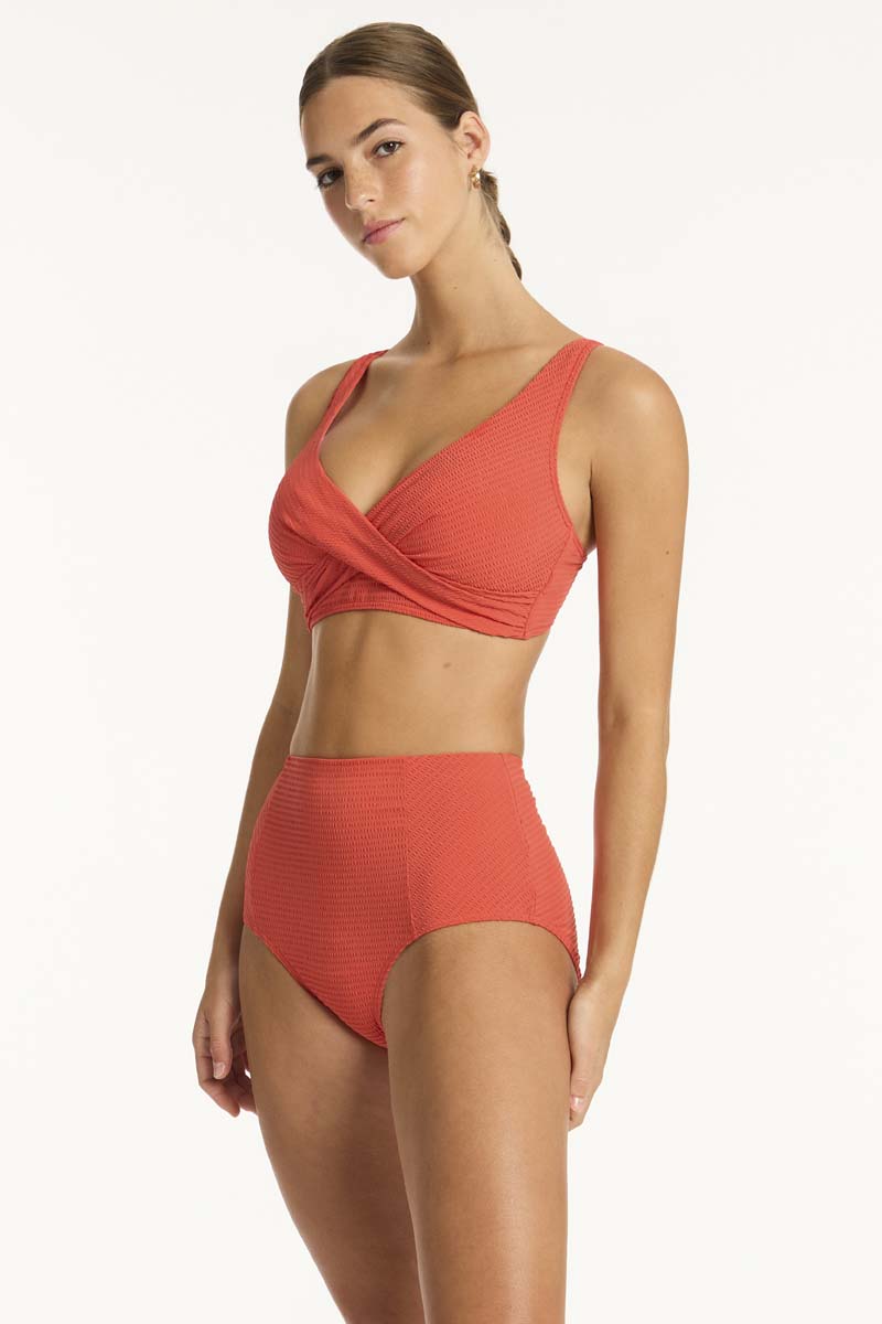 Messina Panelled High Waist Pant - Flame