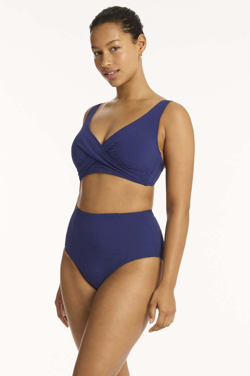 Messina Cross Front Multifit Bra Top - French Navy