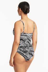 Pampas Twist Front Dd/E Cup One Piece Black