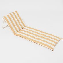 Load image into Gallery viewer, Reclining Beach Chair Mango Bay Golden Mustard Stripe