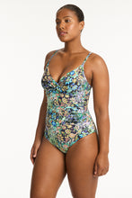 Load image into Gallery viewer, Wildflower Twist Front Dd/E Cup One Piece Sea