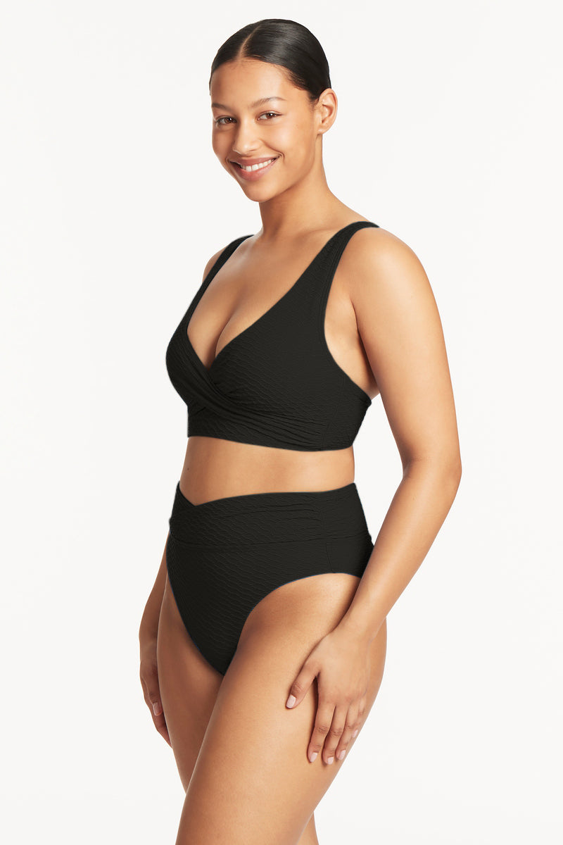 Honeycomb Cross Front Multifit Top Black