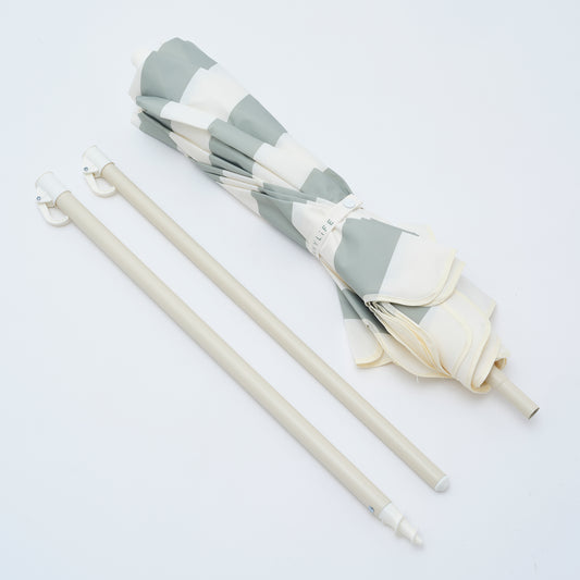 Compact Beach Umbrella Sea Sage Stripe