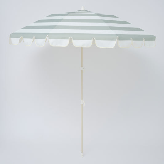Compact Beach Umbrella Sea Sage Stripe