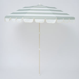 Compact Beach Umbrella Sea Sage Stripe