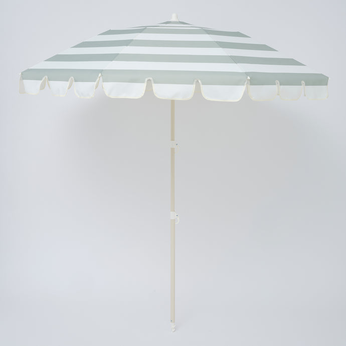 Compact Beach Umbrella Sea Sage Stripe
