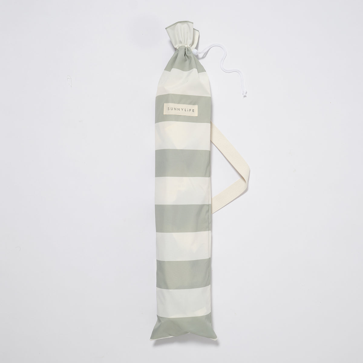 Compact Beach Umbrella Sea Sage Stripe