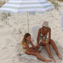 Load image into Gallery viewer, Compact Beach Umbrella Sea Sage Stripe