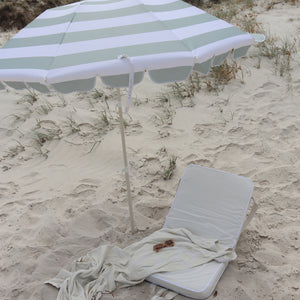 Compact Beach Umbrella Sea Sage Stripe