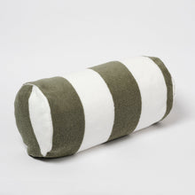 Load image into Gallery viewer, Inflatable Beach Pillow The Vacay Olive Stripe