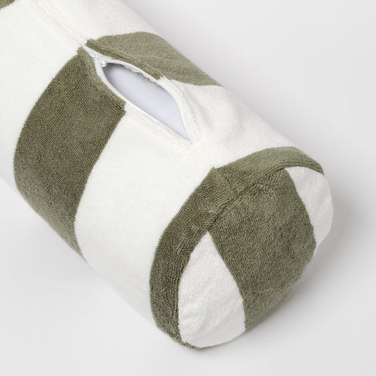 Inflatable Beach Pillow The Vacay Olive Stripe