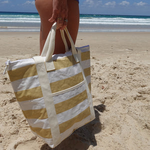 Light Cooler Tote Butternut Stripe