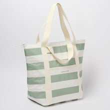 Load image into Gallery viewer, Light Cooler Tote La Palma Sage Stripe