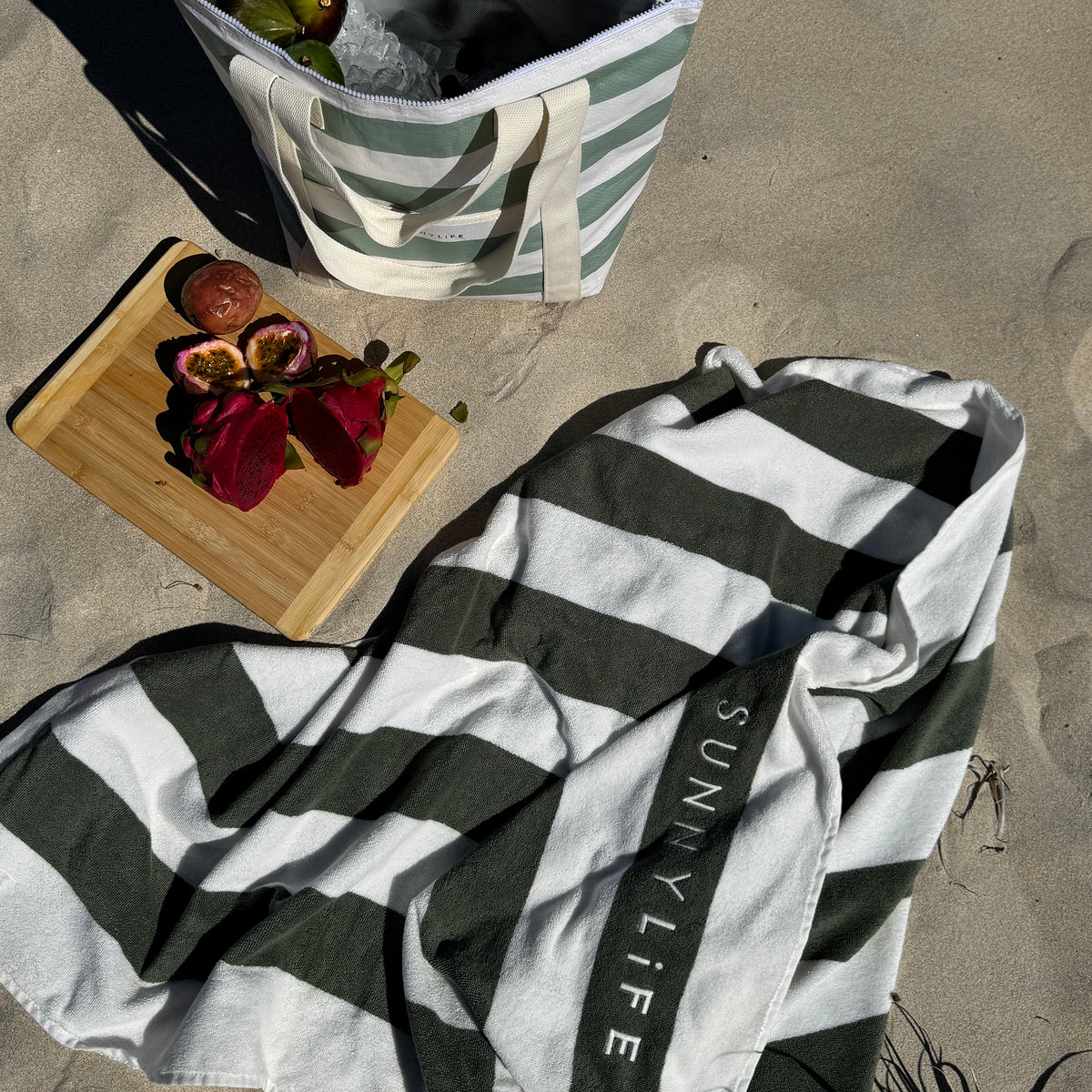 Light Cooler Tote La Palma Sage Stripe