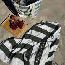 Load image into Gallery viewer, Light Cooler Tote La Palma Sage Stripe